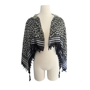 Rikka Pashmina Scarf Tasseled Floral Print Sheer Cottagecore Boho Festival